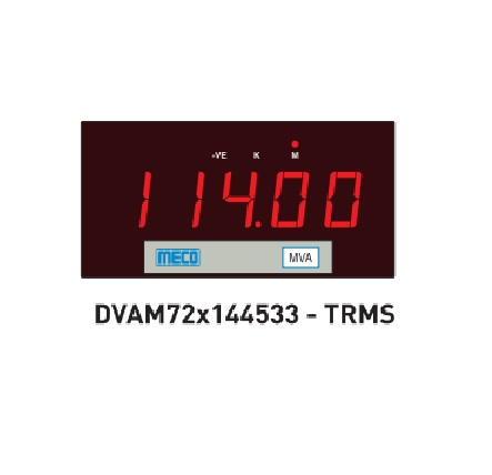 5 Digit 3 Phase 2 Element 3Wire VA Meter (with Built-in Transducer) TRMS DVAM72X144533(72X144mm) Range: 0.1A to 1.2A (Max.)With Auxiliary Power 85-265V AC-DC
