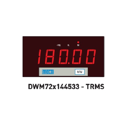 5 Digit 3 Phase 2 Element 3Wire Watt Meter (with Built-in Transducer) TRMS DWM72X144533(72X144mm) Range: 0.1A to 1.2A (Max.)With Auxiliary Power 85-265V AC-DC