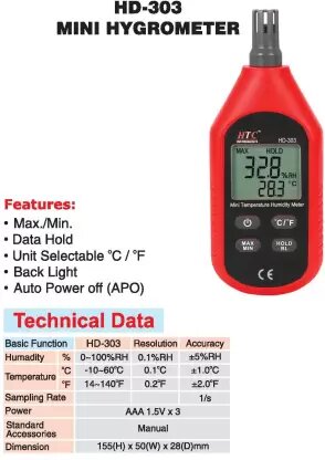 HTC HD-303 Mini Hygrometer
