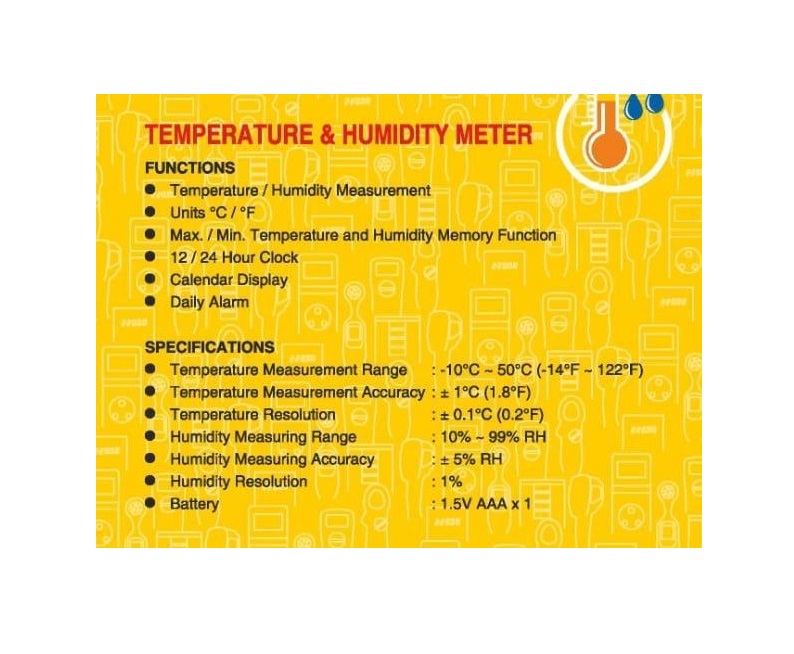 MECO THM-I Temperature & Humidity Meter With Alarm Clock & Calendar Display