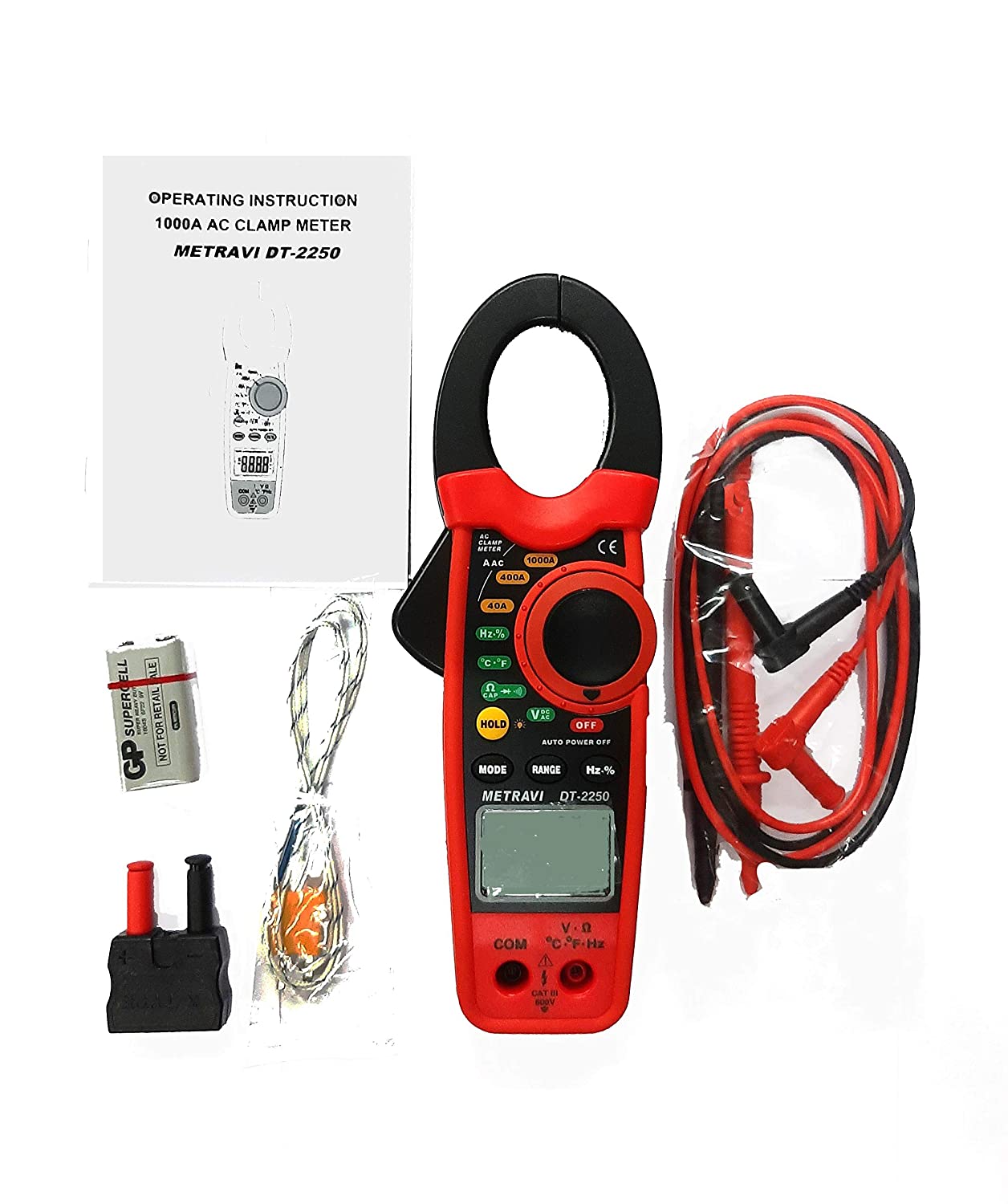 Metravi DT-2250 1000A AC Digital Clamp Meter with 30mm Jaw Size