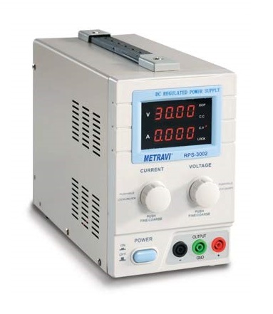 Metravi RPS-3002 DC Regulated Power Supply - Single Output with Backlit LCD Display of Variable 0-30V / 0-2A DC