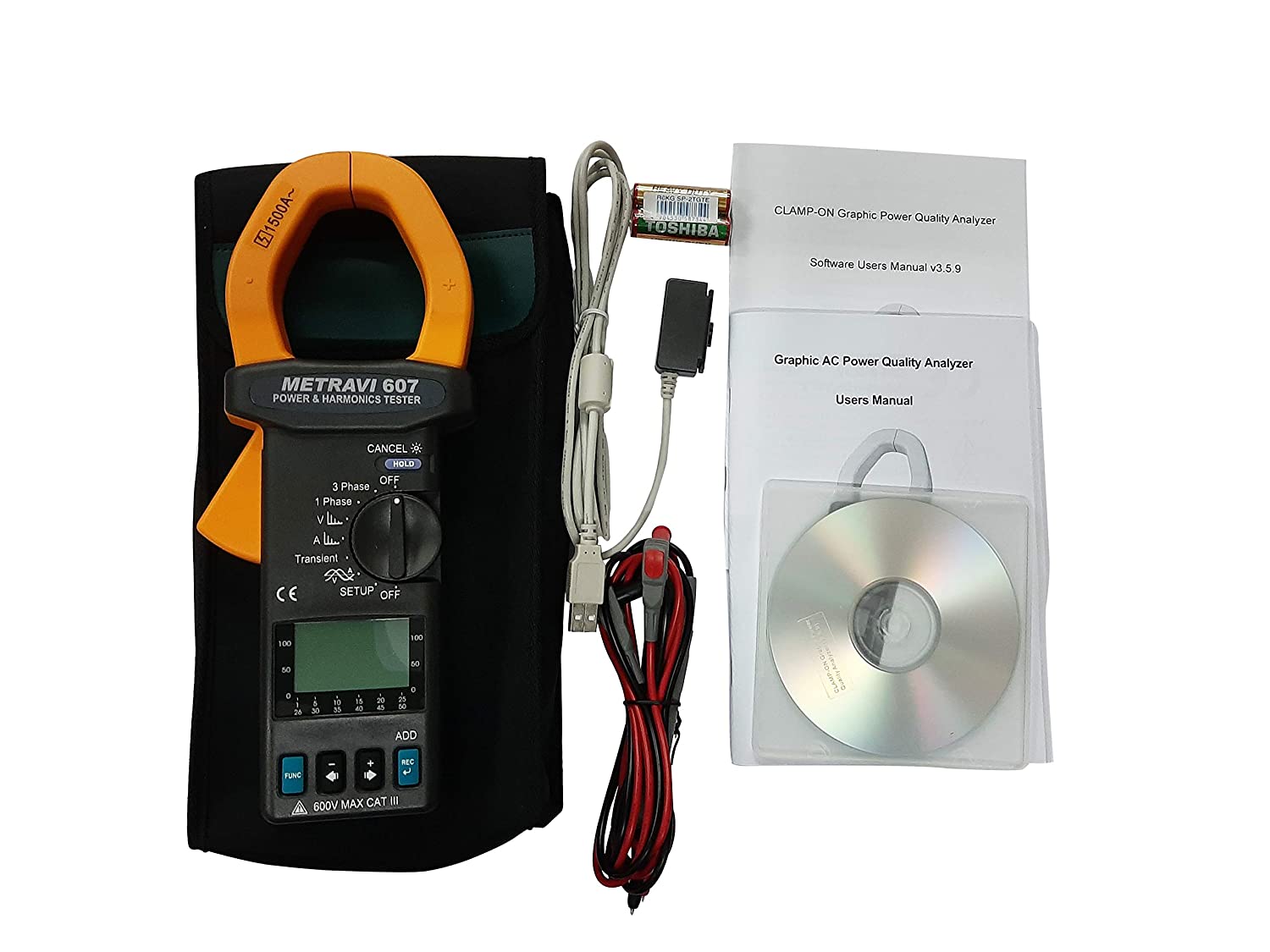 Metravi 607 Digital Clamp On Power Meter for Power Quality & Harmonic Analysis
