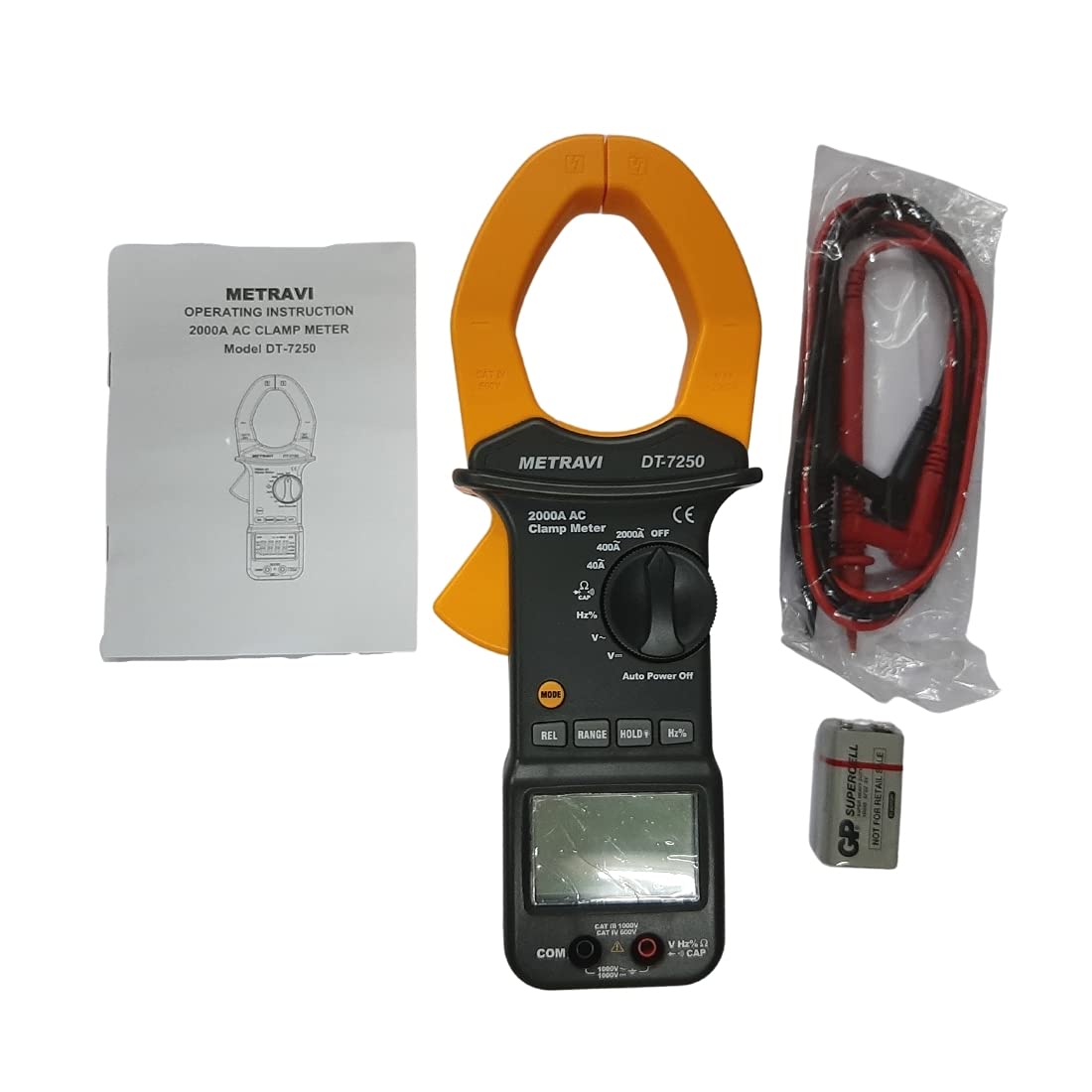 Metravi DT-7250 Big Jaw Clamp Meter 2000A, Auto ranging, Fully-protected