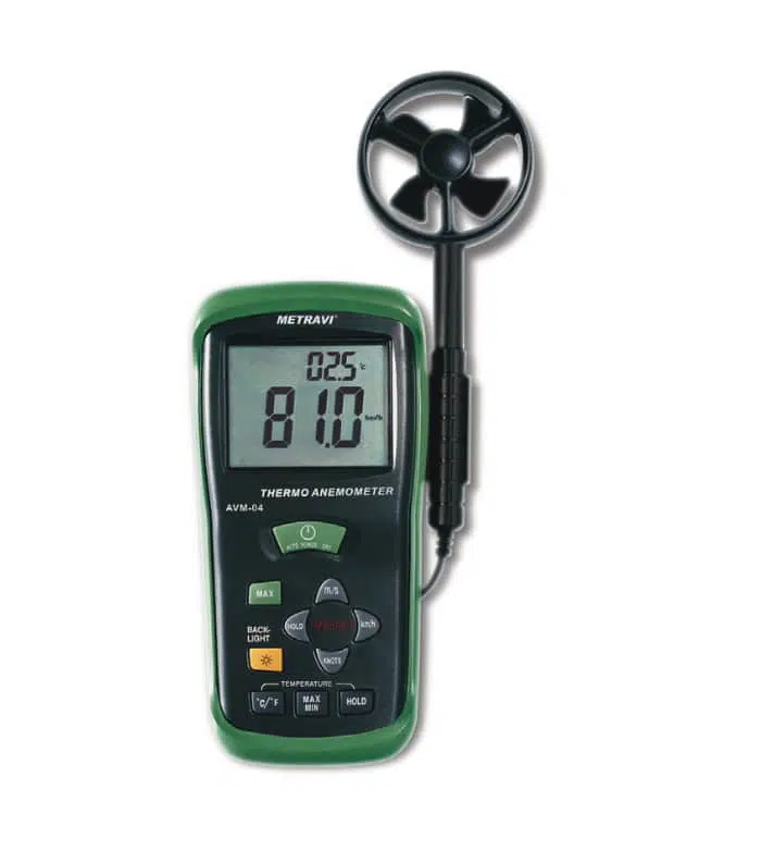 Metravi AVM-04 Digital Thermo-Anemometer for Air Velocity & Temperature with Temperature Sensor built-in with fan