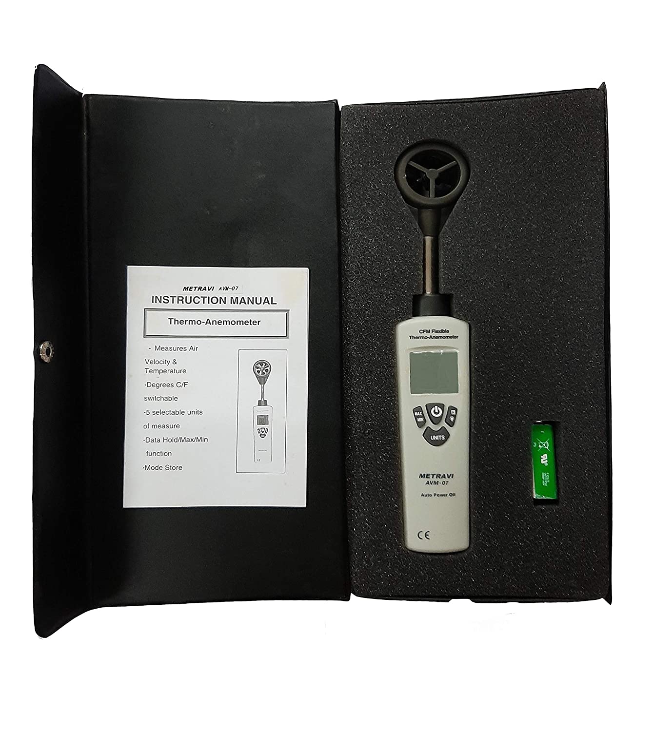 Metravi AVM-07 Digital Thermo-Anemometer 30m/Sec with Metal Blades, Temperature -10 to 60Â°C
