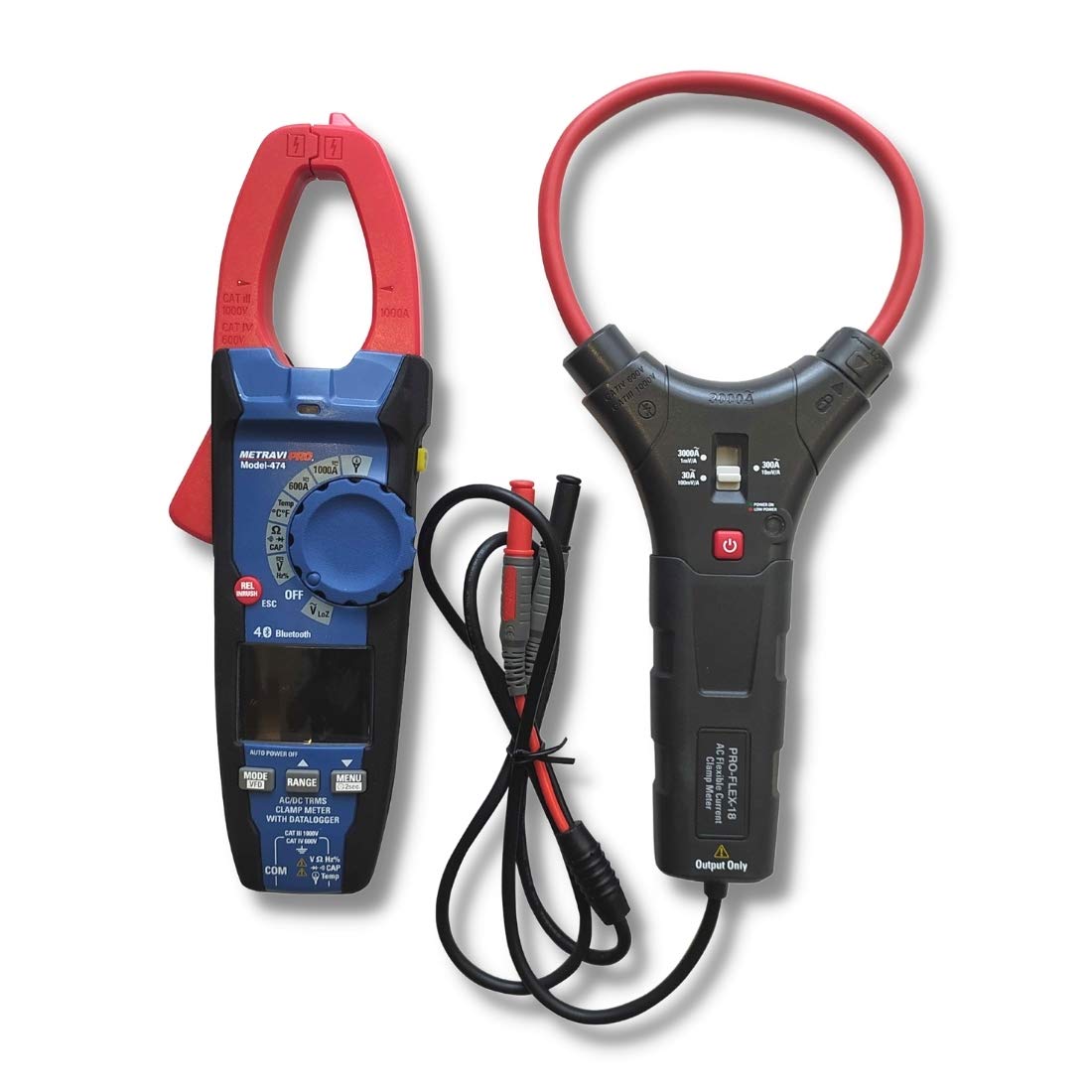 Metravi PRO 474 Fully-protected AC T-RMS/DC Digital Clamp Meter with Bluetooth, Datalogging, Trend Capture & Flexible Clamp