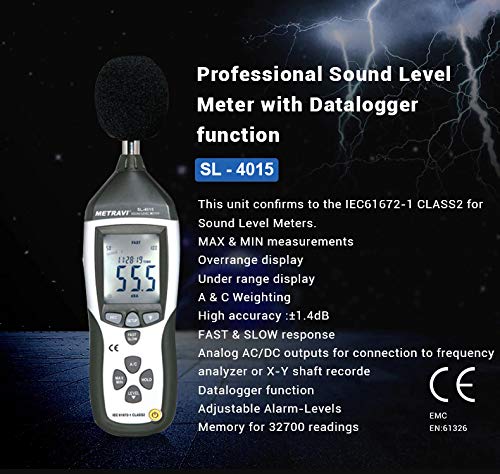 Metravi SL-4015 Digital Sound Level Meter 30 to 130 dB with USB PC Interface & Datalogging