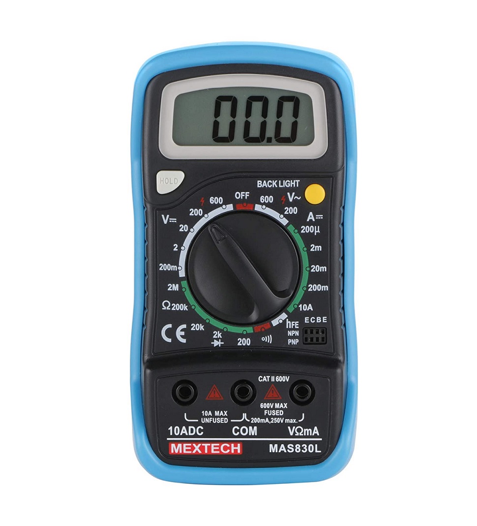 Mextech MAS830L 3 Digit, 1999 Counts, 600 AC/DC Voltage Digital Multimeter