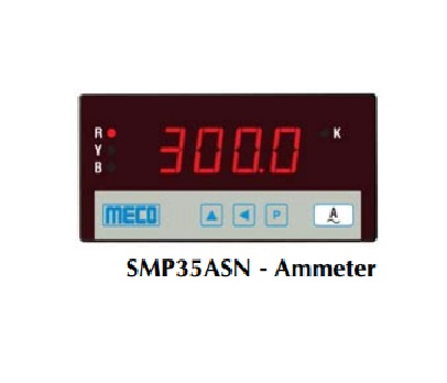 4 Digit 3 Phase Programmable Ammeter TRMS SMP35ASN (48x96mm) 1A Range  0.080 to 1.200A with 0-9999 Programmable Display