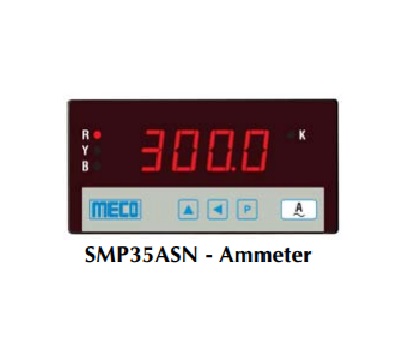 4 Digit 3 Phase Programmable Ammeter TRMS SMP35ASN (48x96mm) 5A Range  0.200 to 6.000A with 0-9999 Programmable Display
