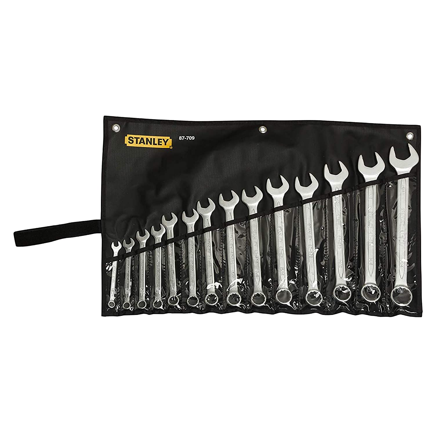 STANLEY 1-87-709 10-32mm Slimline Inches/Imperial Combination Spanner Set (Silver, 14-Pieces)